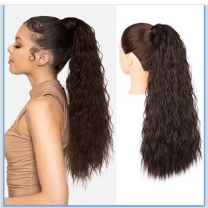 NEW Seikea 28 inch Wavy Ponytail Wrap Around Extension Hairpiece, Dark Brown